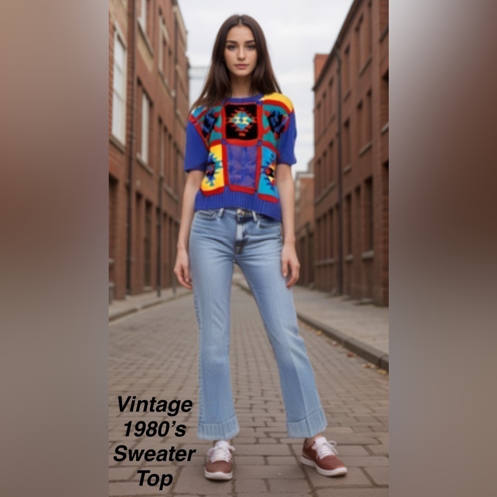 Vintage 80’s Retro Ramie & Cotton Blend Cable Knit Sweater Shirt size Small